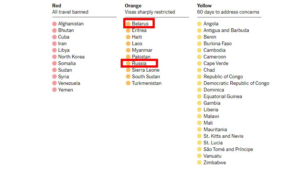 Согласно NYT, США планируют ужесточить условия въезда для граждан России, Беларуси и еще 41 стран.